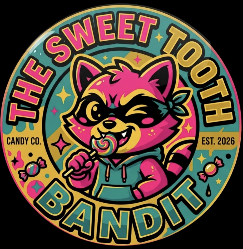 Sweet Tooth Bandit mascot badge